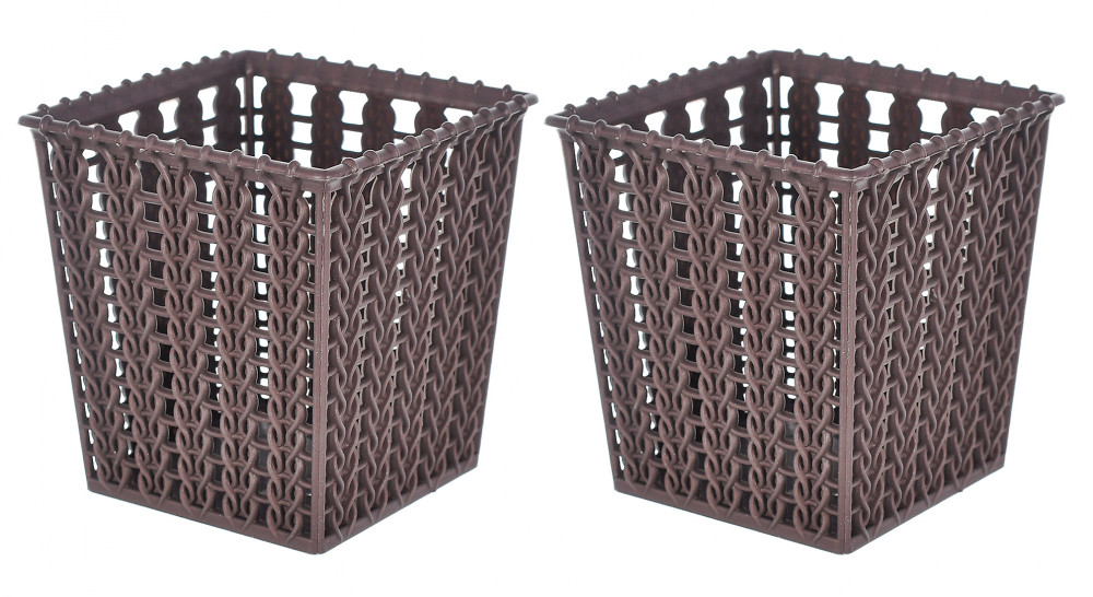 Kuber Industries Square Shape M 5 Multipurpose Plastic Holder/Organizer/Stand For Kitchen, Bathroom, Office Use -(Brown)-46KM0437