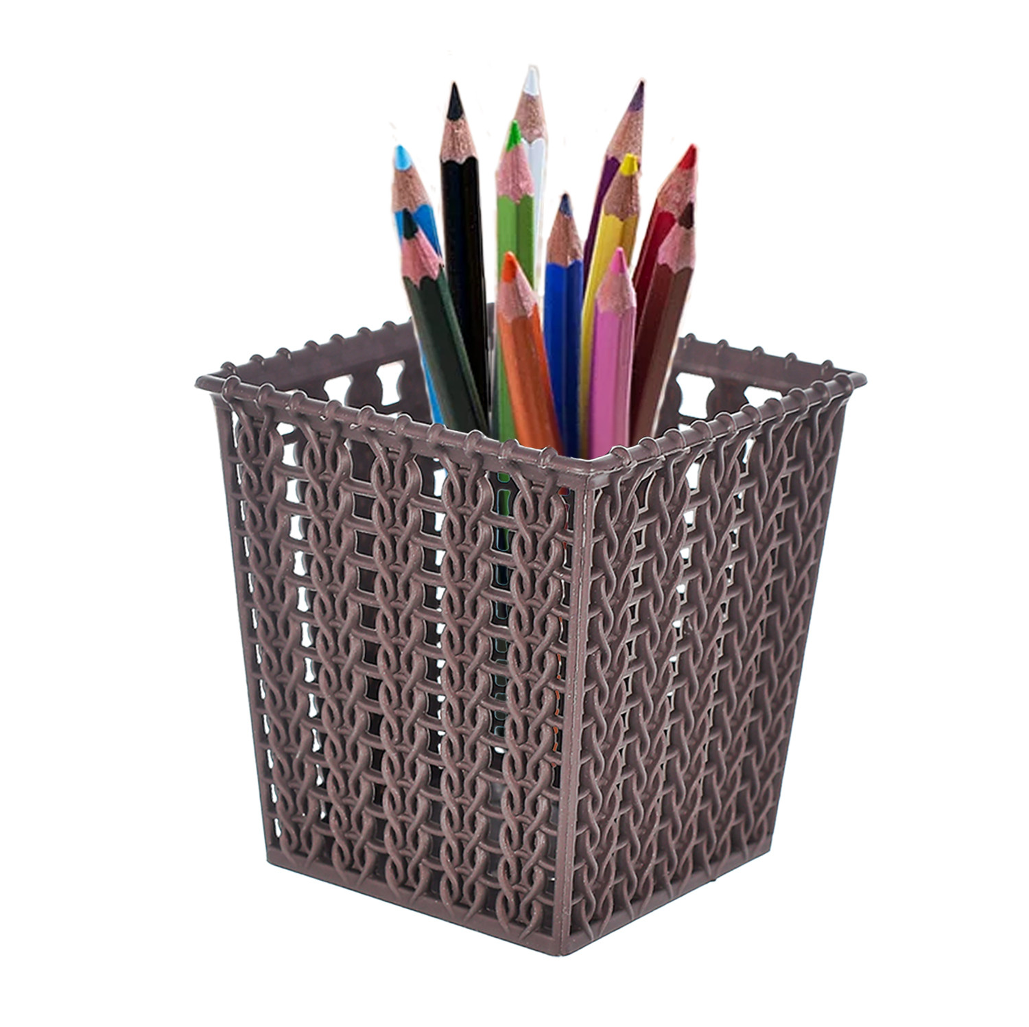 Kuber Industries Square Shape M 5 Multipurpose Plastic Holder/Organizer/Stand For Kitchen, Bathroom, Office Use -(Brown)-46KM0437