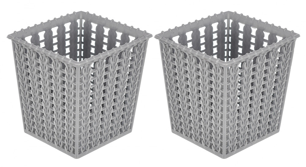 Kuber Industries Square Shape M 5 Multipurpose Plastic Holder/Organizer/Stand For Kitchen, Bathroom, Office Use -(Grey)-46KM0445