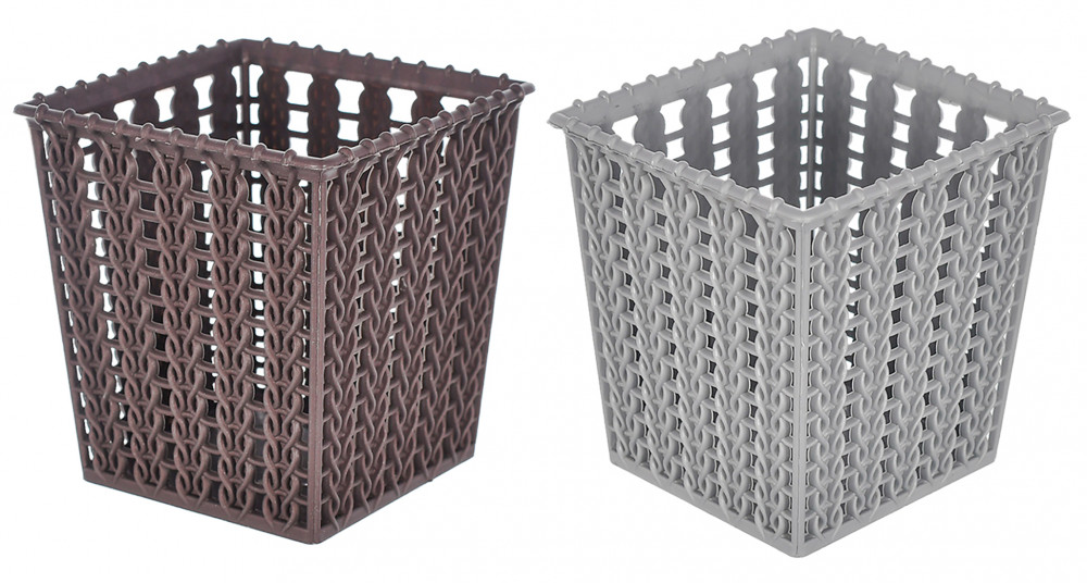 Kuber Industries Square Shape M 5 Multipurpose Plastic Holder/Organizer/Stand For Kitchen, Bathroom, Office Use - Pack of 2 (Brown &amp; Grey)-46KM0451