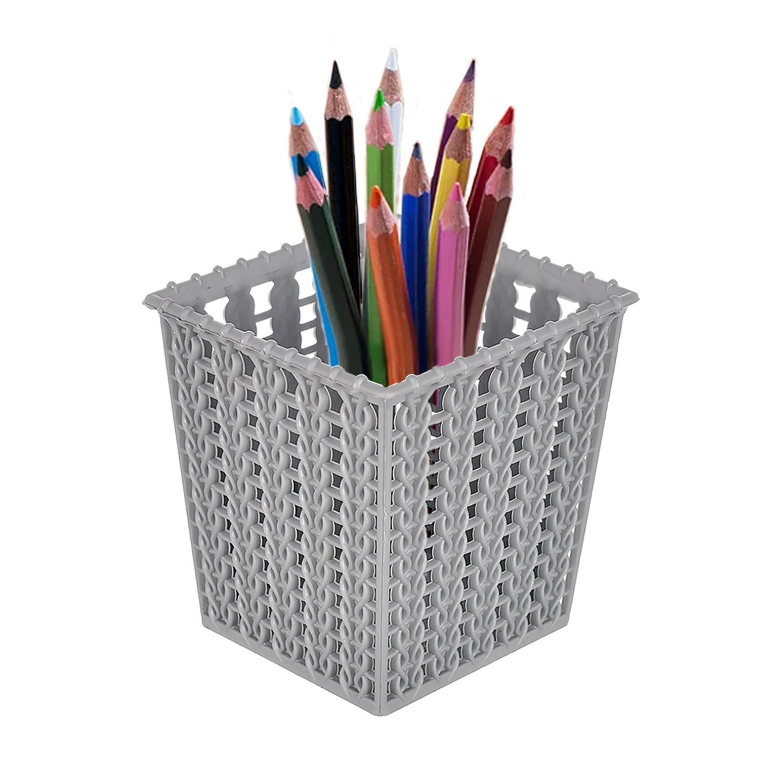 Kuber Industries Square Shape M 5 Multipurpose Plastic Holder/Organizer/Stand For Kitchen, Bathroom, Office Use - Pack of 2 (Brown & Grey)-46KM0451