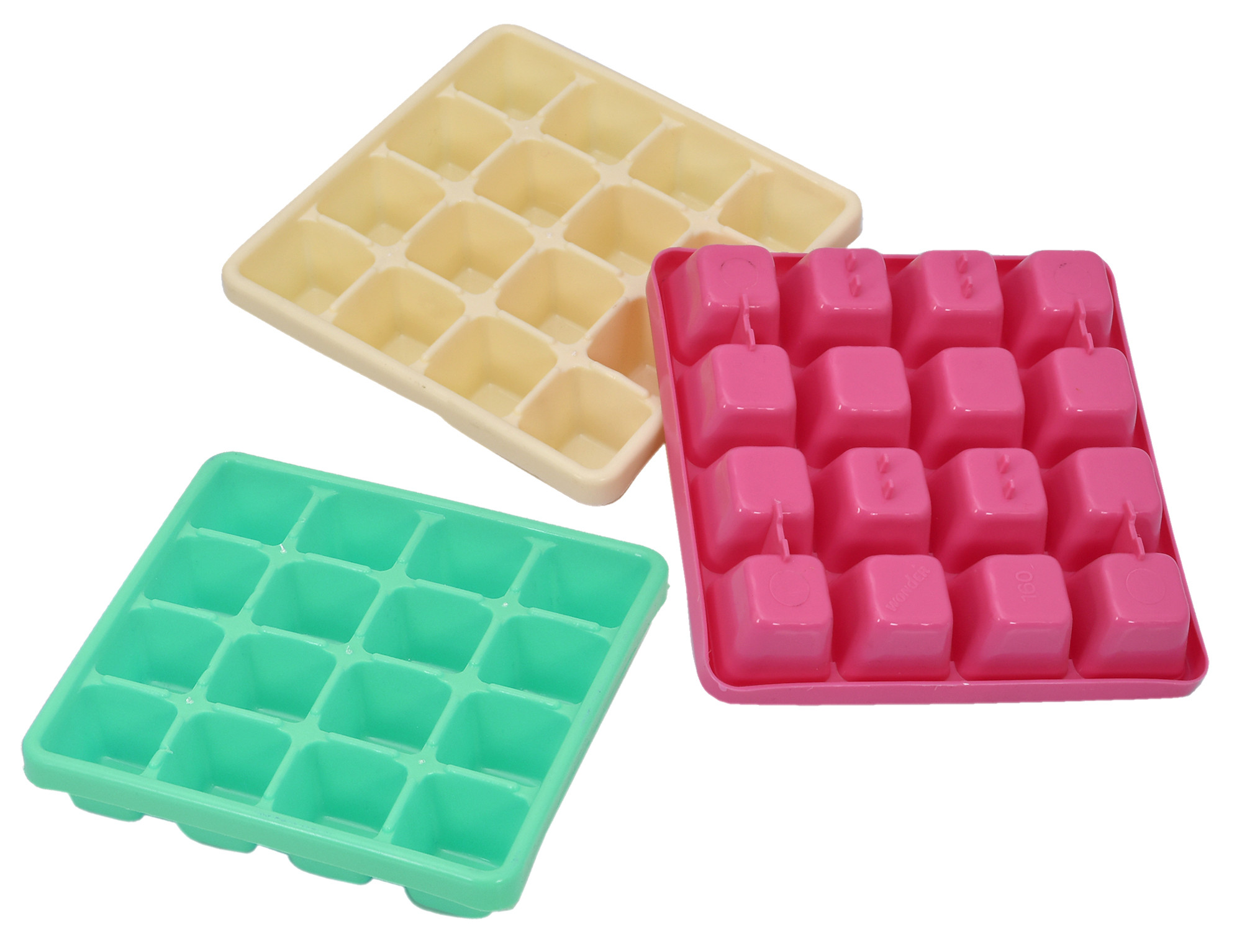 Kuber Industries Square Small Size 16 Cubes Plastic Unbreakable Virgin Plastic Ice Cube Tray (Multi)-KUBMART3202
