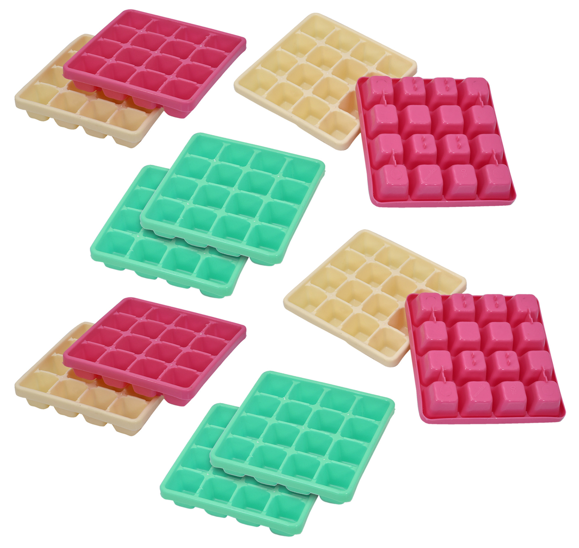 Kuber Industries Square Small Size 16 Cubes Plastic Unbreakable Virgin Plastic Ice Cube Tray (Multi)-KUBMART3202