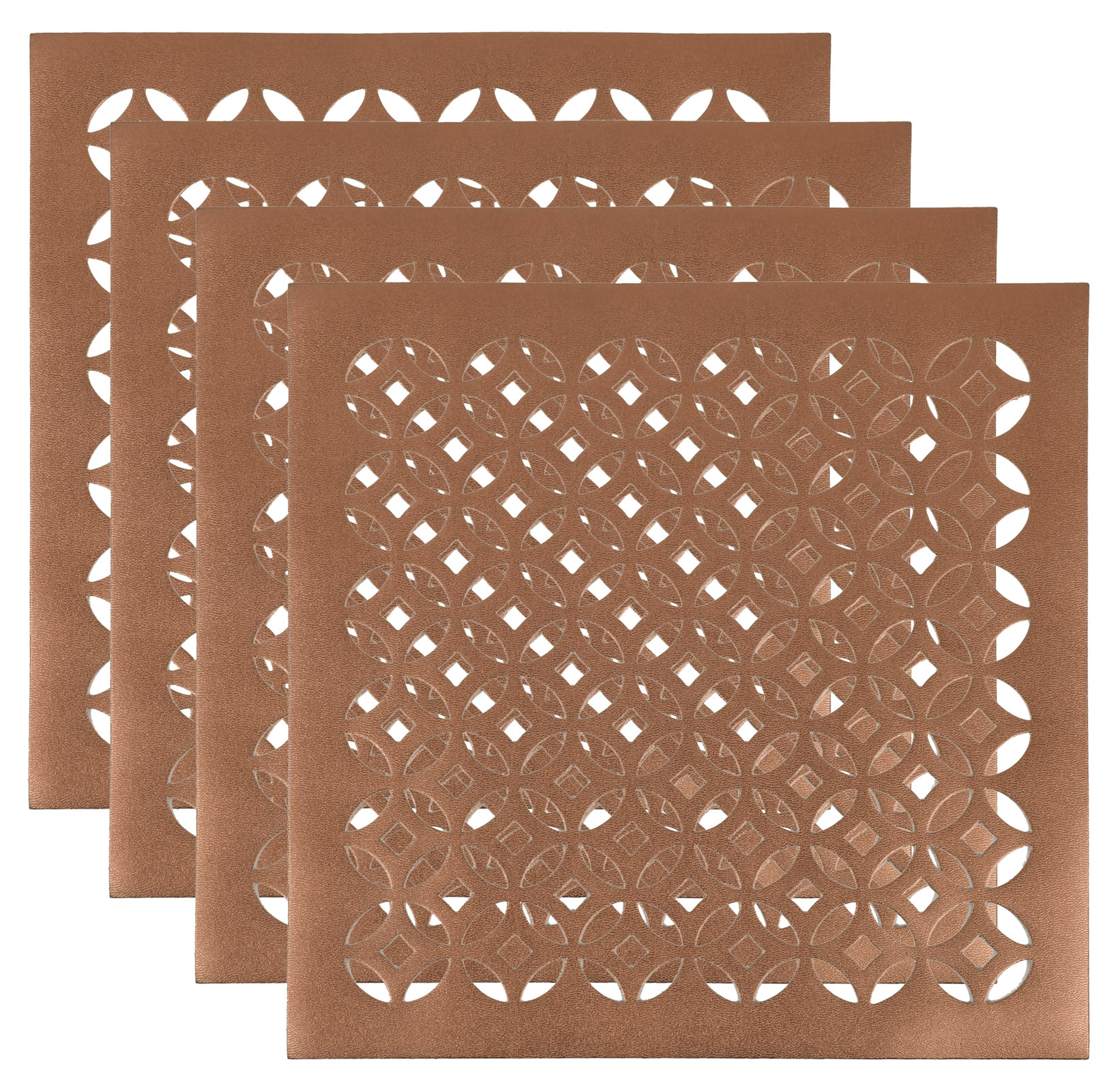 Kuber Industries Square Soft Leather Table Placemats, Set of 4 (Copper)