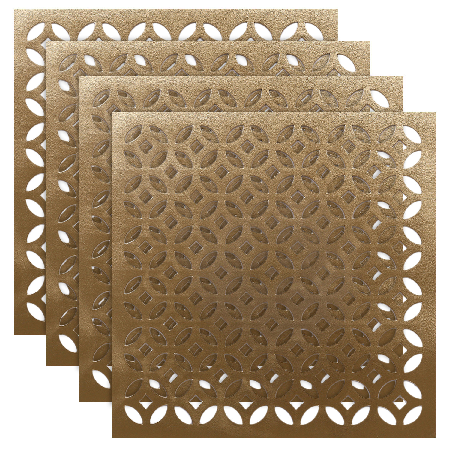 Kuber Industries Square Soft Leather Table Placemats, Set of 4 (Gold)