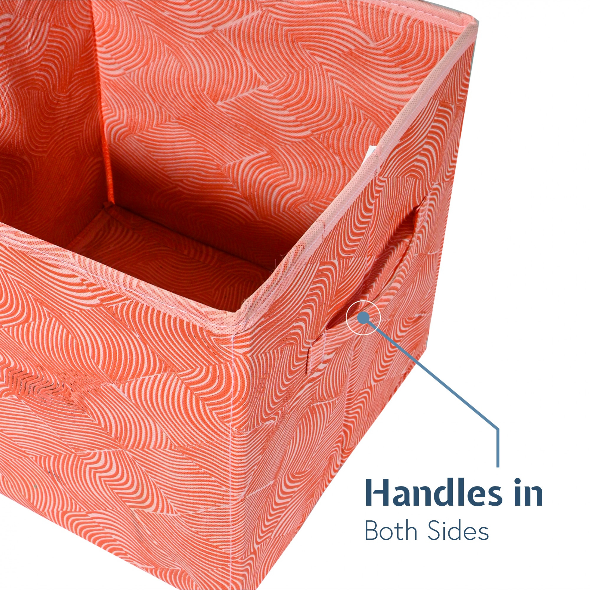 Kuber Industries Square Storage Box for Wardrobe with Handle  Foldable Closet Organizers  Baby Clothes Organizer  Drawer Storage for Clothes  Toys Items  Large - Zig Zag  Orange