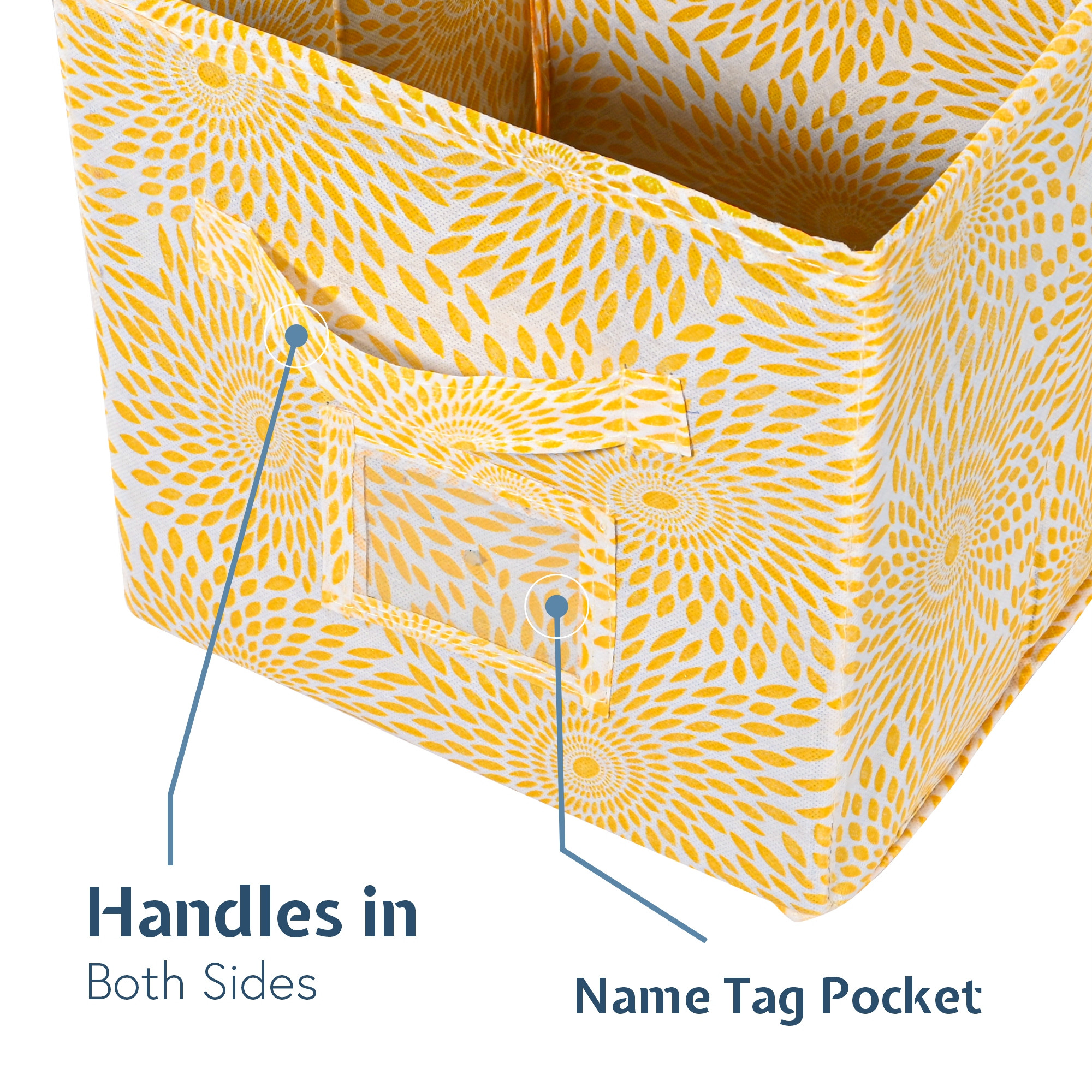 Kuber Industries Square Storage Box for Wardrobe with Handle  Foldable Closet Organizers  Baby Clothes Organizer  DrawerDress Storage for Clothes  Toys Items  Small- Printed  Yellow