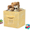 Square Storage Box for Wardrobe with Handle | Foldable Closet Organizers / Baby Clothes Organizer | Drawer/Dress Storage for Clothes & Toys Items | Small- Printed | Yellow