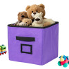 Square Storage Box for Wardrobe with Handle | Foldable Closet Organizers / Baby Clothes Organizer | Drawer/Dress Storage for Clothes &amp; Toys Items | Large | Purple