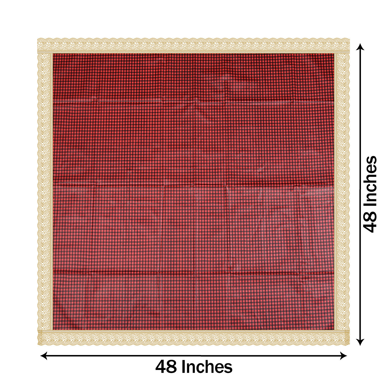 Kuber Industries Square Table Cover for 4 Seater|PVC Waterproof Check Pattern Tablecloth Indoor & Outdoor|48x48 Inch (Red)