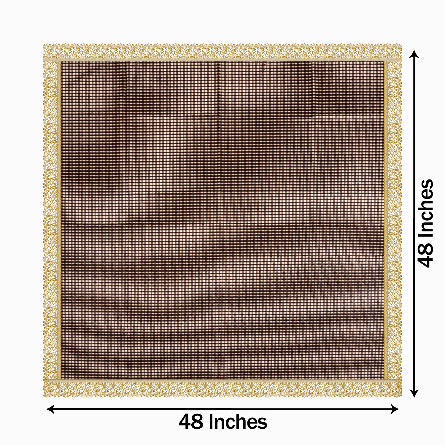 Kuber Industries Square Table Cover for 4 Seater|PVC Waterproof Check Pattern Tablecloth Indoor & Outdoor|48x48 Inch (Brown)