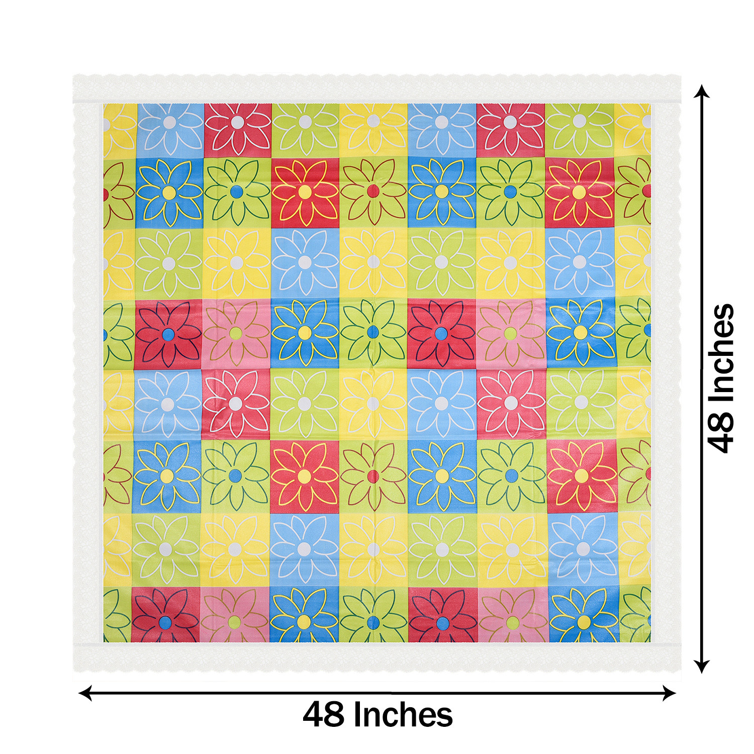 Kuber Industries Square Table Cover for 4 Seater|PVC Waterproof Check Pattern Tablecloth Indoor & Outdoor|48x48 Inch (Multicolor)