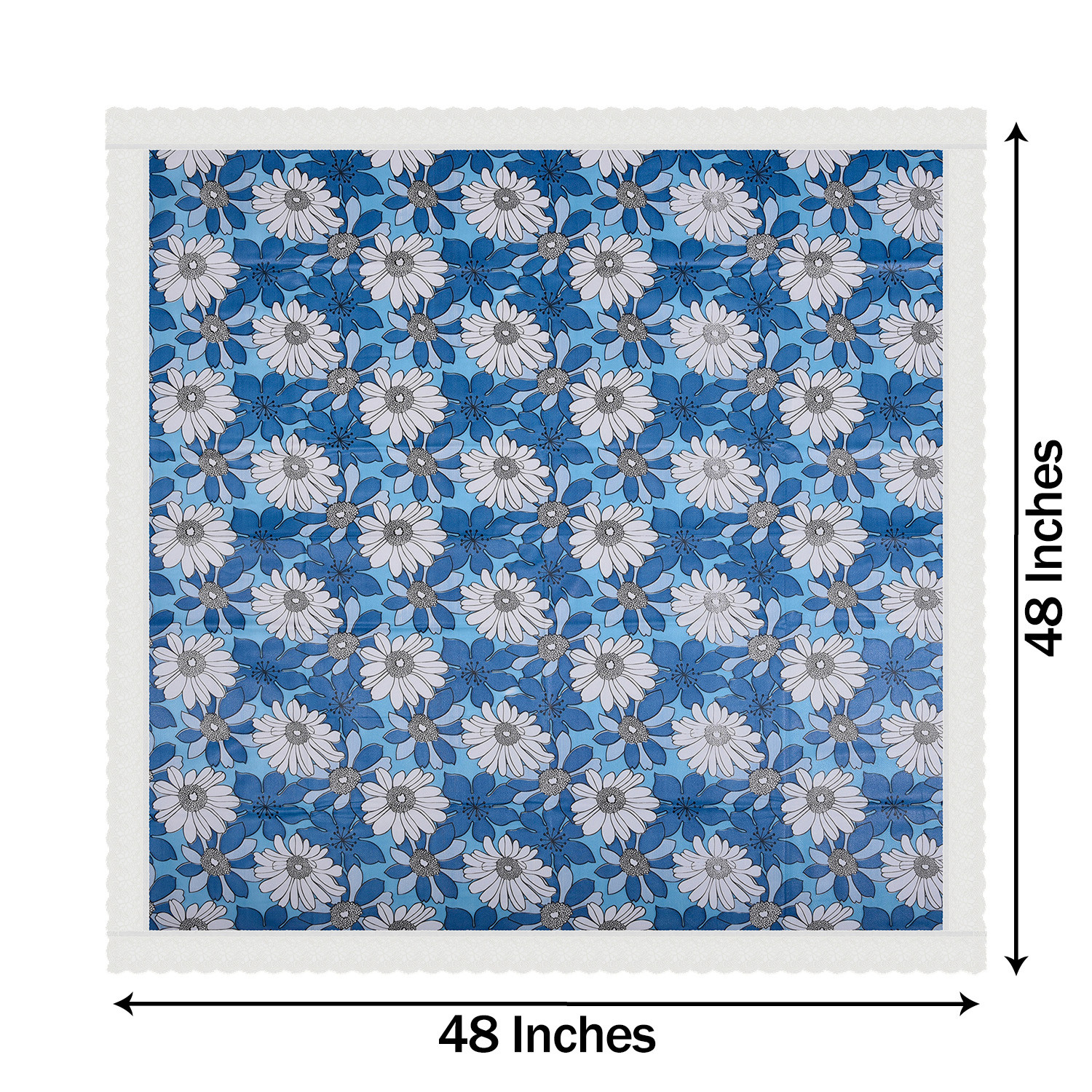 Kuber Industries Square Table Cover for 4 Seater|PVC Waterproof Flower Pattern Tablecloth Indoor & Outdoor|48x48 Inch (Sky Blue)