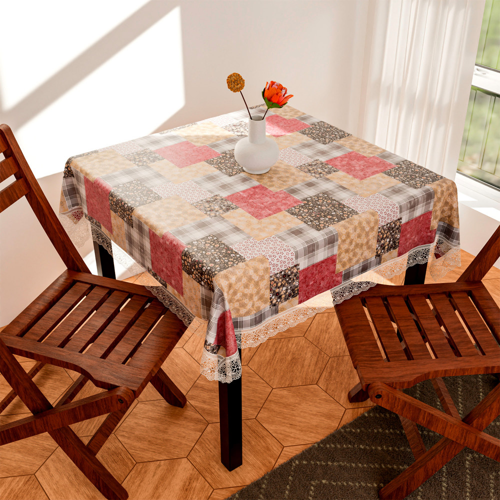 Kuber Industries Square Table Cover for 4 Seater|PVC Waterproof Square Pattern Tablecloth Indoor &amp; Outdoor|48x48 Inch (Multicolor)