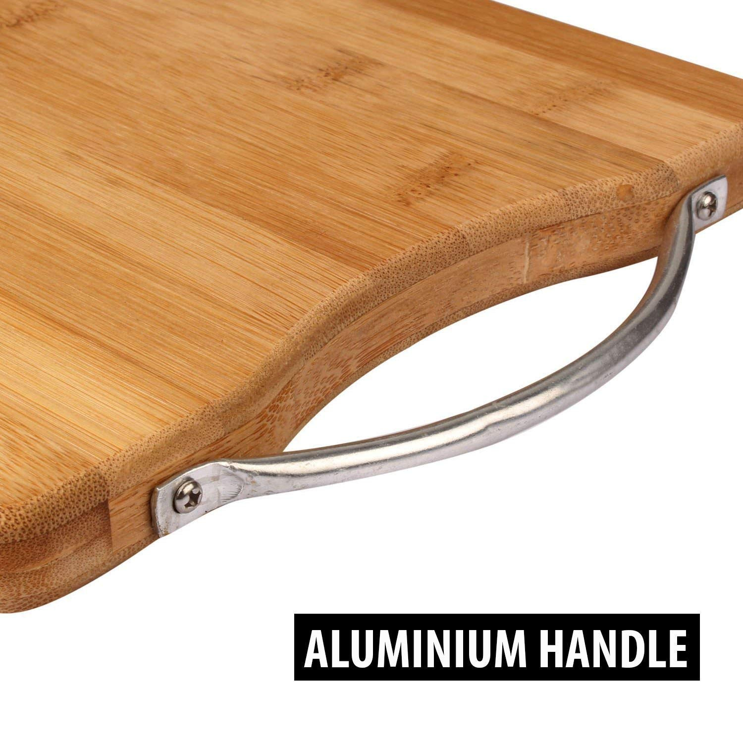 Kuber Industries Square Thick Wooden Bamboo Kitchen Chopping Cutting Slicing Board with Handle for Fruits Vegetables Meat (Brown)