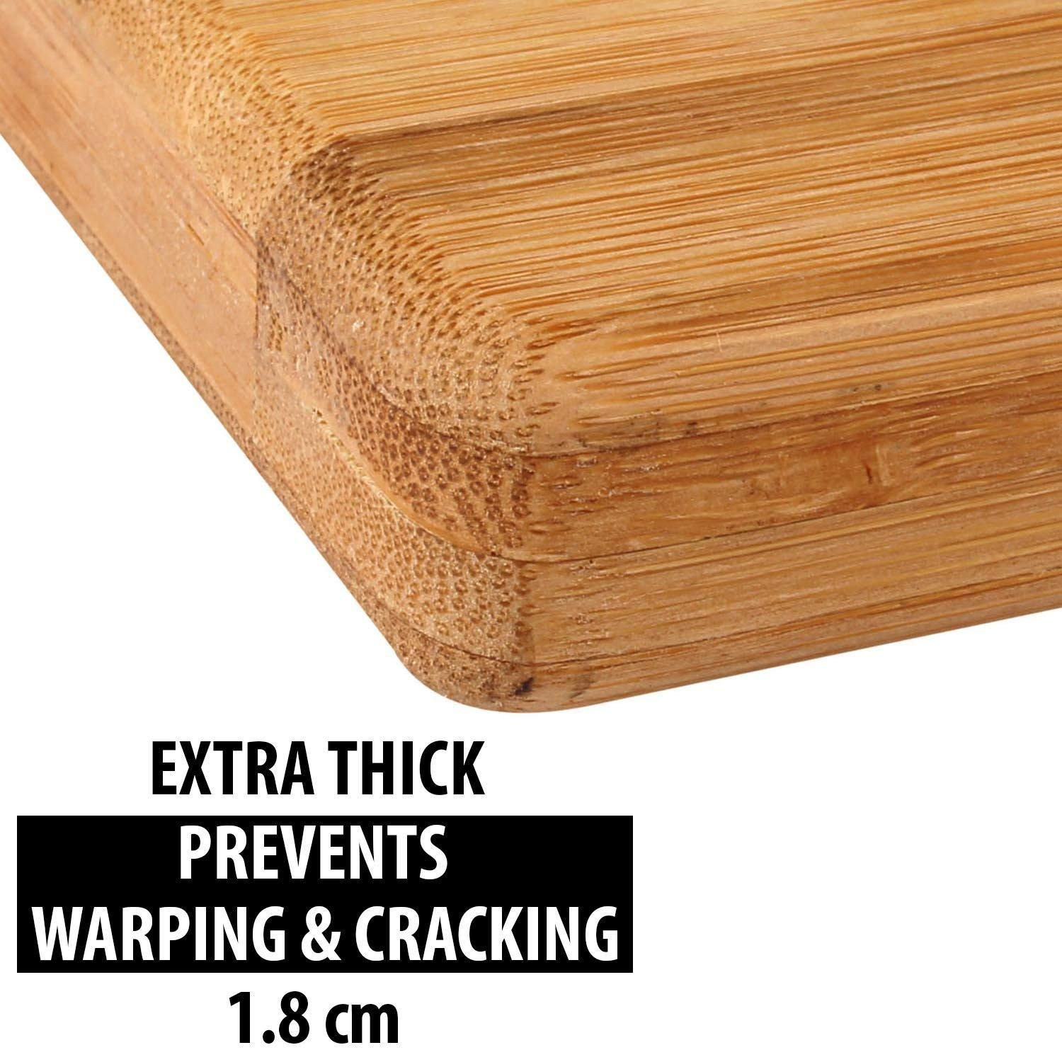 Kuber Industries Square Thick Wooden Bamboo Kitchen Chopping Cutting Slicing Board with Handle for Fruits Vegetables Meat (Brown)