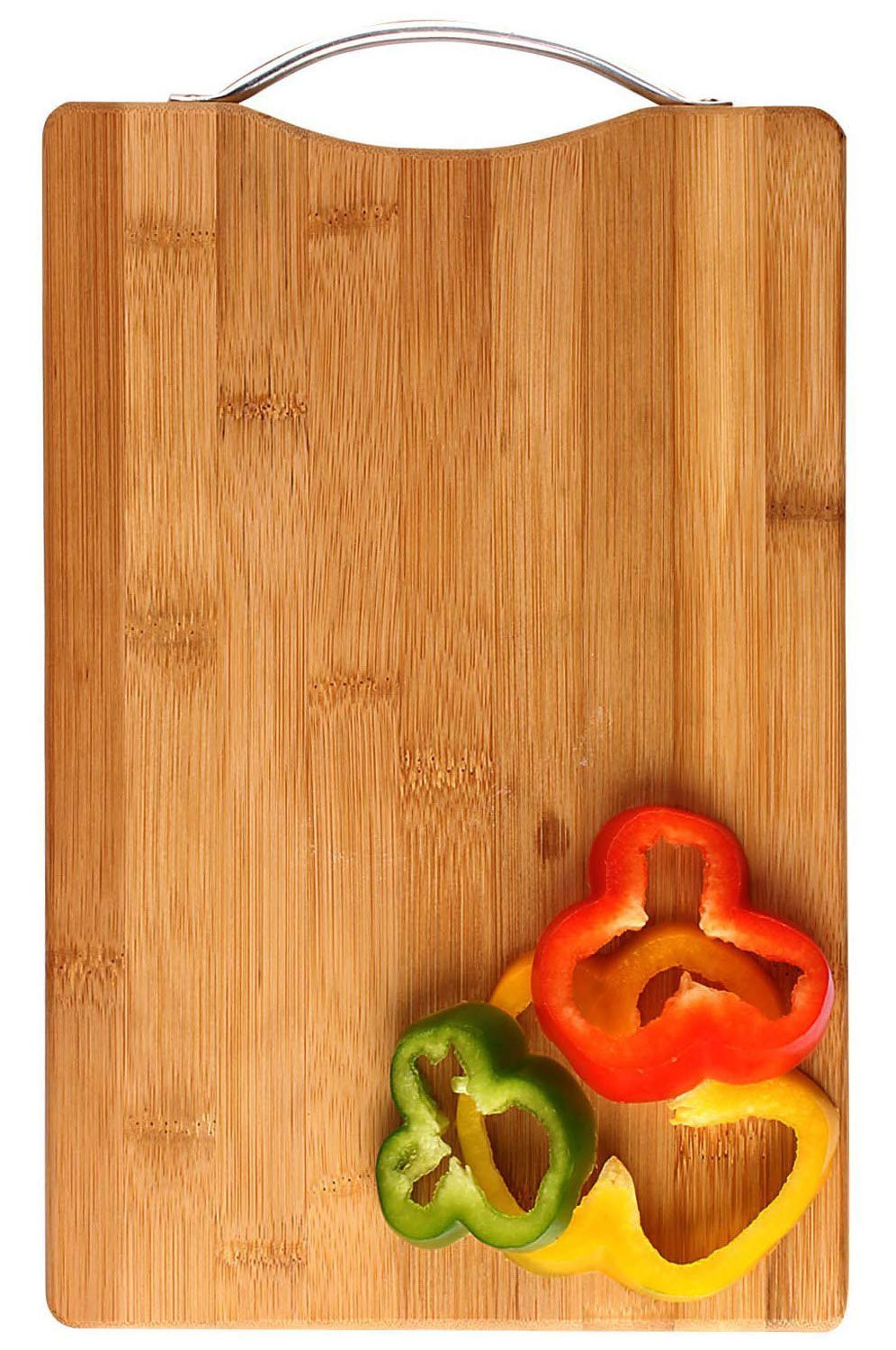 Kuber Industries Square Thick Wooden Bamboo Kitchen Chopping Cutting Slicing Board with Handle for Fruits Vegetables Meat (Brown)