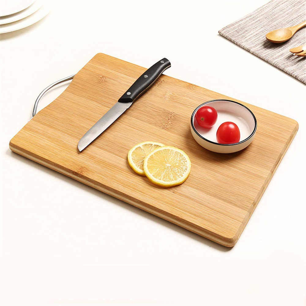Kuber Industries Square Thick Wooden Bamboo Kitchen Chopping Cutting Slicing Board with Handle for Fruits Vegetables Meat (Brown)