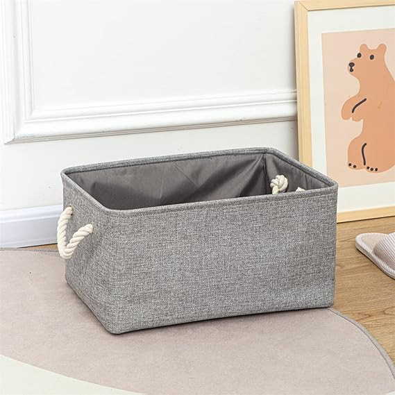 Kuber Industries Stackable Storage Basket|Foldable Toy Storage Bin|Wardrobe Organizer For Clothes|3 Different Sizes (Grey)