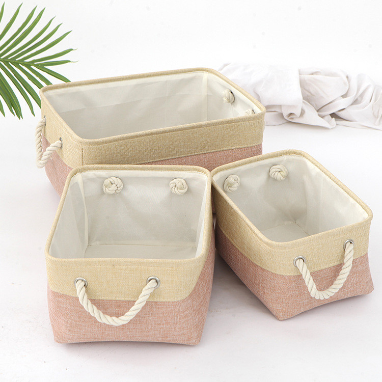 Kuber Industries Stackable Storage Basket|Foldable Toy Storage Bin|Wardrobe Organizer For Clothes|3 Different Sizes (Brown & Cream)