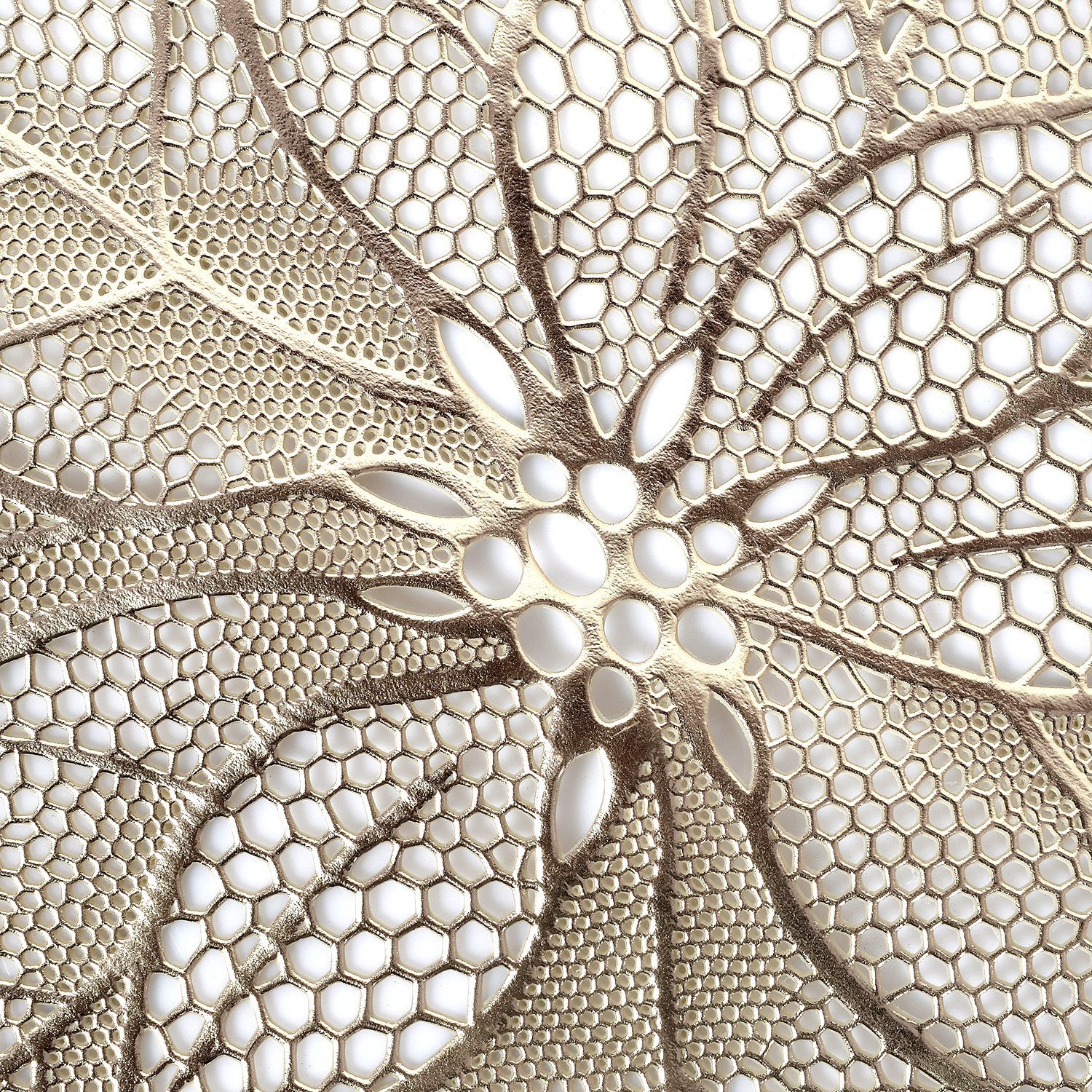 Kuber Industries Stain & Heat Resistant, Non-Slip Flower Design Soft Leather Table Placemats,(Gold)-HS43KUBMART26101