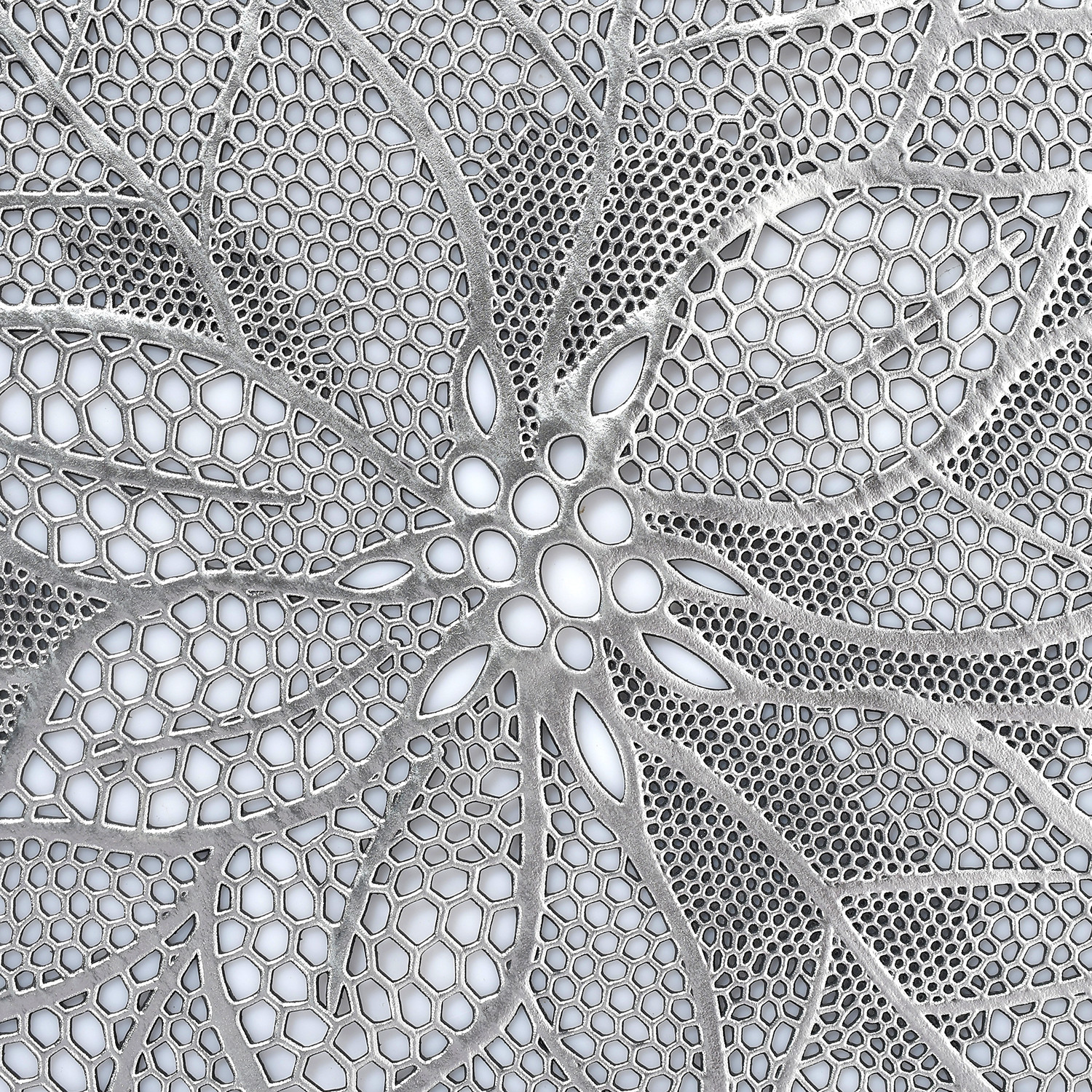 Kuber Industries Stain & Heat Resistant, Non-Slip Flower Design Soft Leather Table Placemats,(Silver)-HS43KUBMART26097