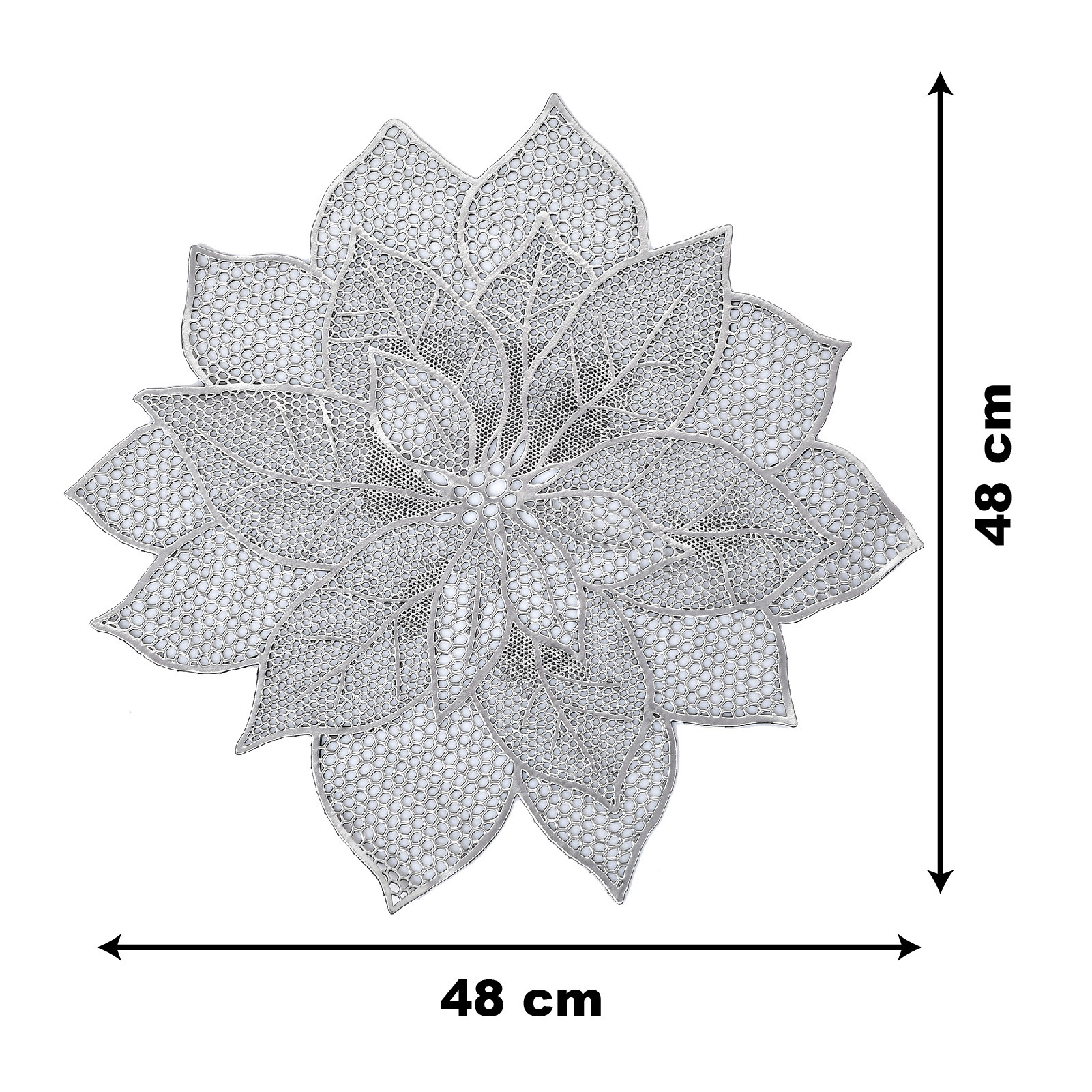 Kuber Industries Stain & Heat Resistant, Non-Slip Flower Design Soft Leather Table Placemats,(Silver)-HS43KUBMART26097