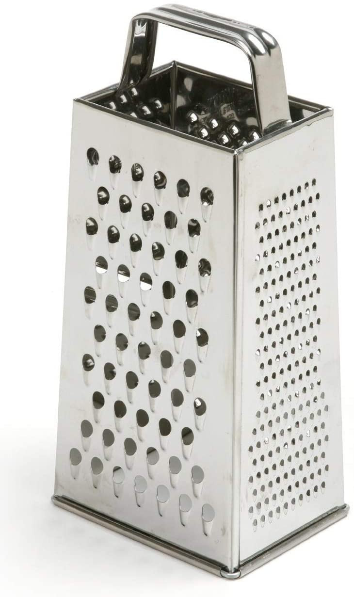 Kuber Industries Stainless Steel 5 IN 1 Grater And Slicer With 4 Sides For Cheese, Vegetables, Ginger, Garlic (Silver)