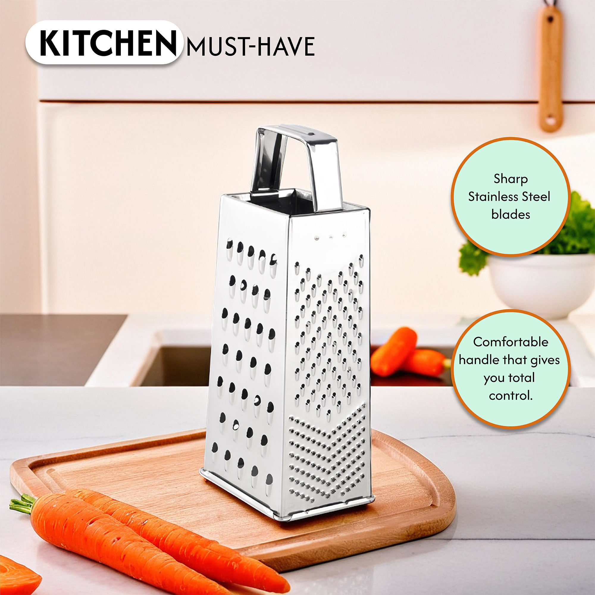 Kuber Industries Stainless Steel 5 in 1 Vegetable Grater and Slicer for Kitchen  Sabji Cutter Potato Chips Slicer  Cheese Grater  Kitchen Gadgets for Kadukash  Ginger Garlic Grater  Silver