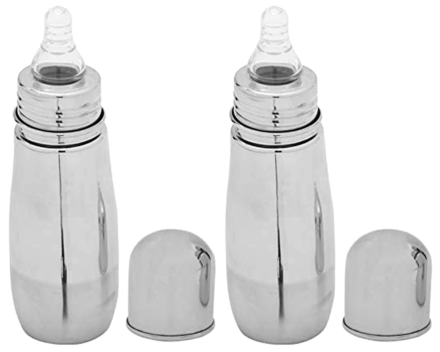 Kuber Industries Stainless Steel Baby Feeding Bottle, Milk Feeding, Water Feeding,250 ml(1 Extra Nipple Free)