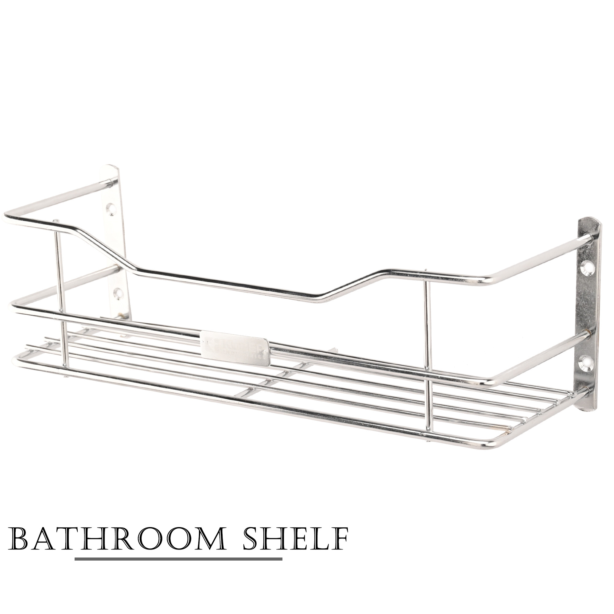 Kuber Industries Stainless Steel Bathroom Shelf for Wall - Washroom Organizer Shampoo Holder Stand  12 Inch Kitchen Storage Rack - Silver
