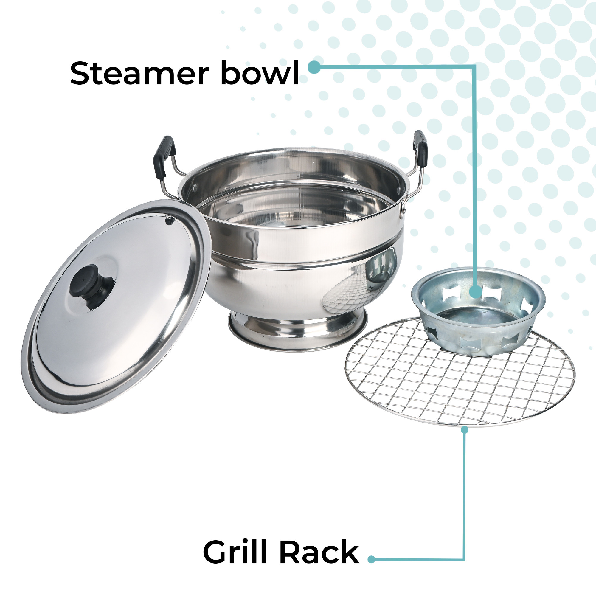 Kuber Industries Stainless Steel Bati Cooker  Gas Tandoor for Home Kitchen  Pizza Maker  Chicken  Paneer Tikka Barbeque Griller  Non-Induction Oven  Litti Maker on Gas  Silver