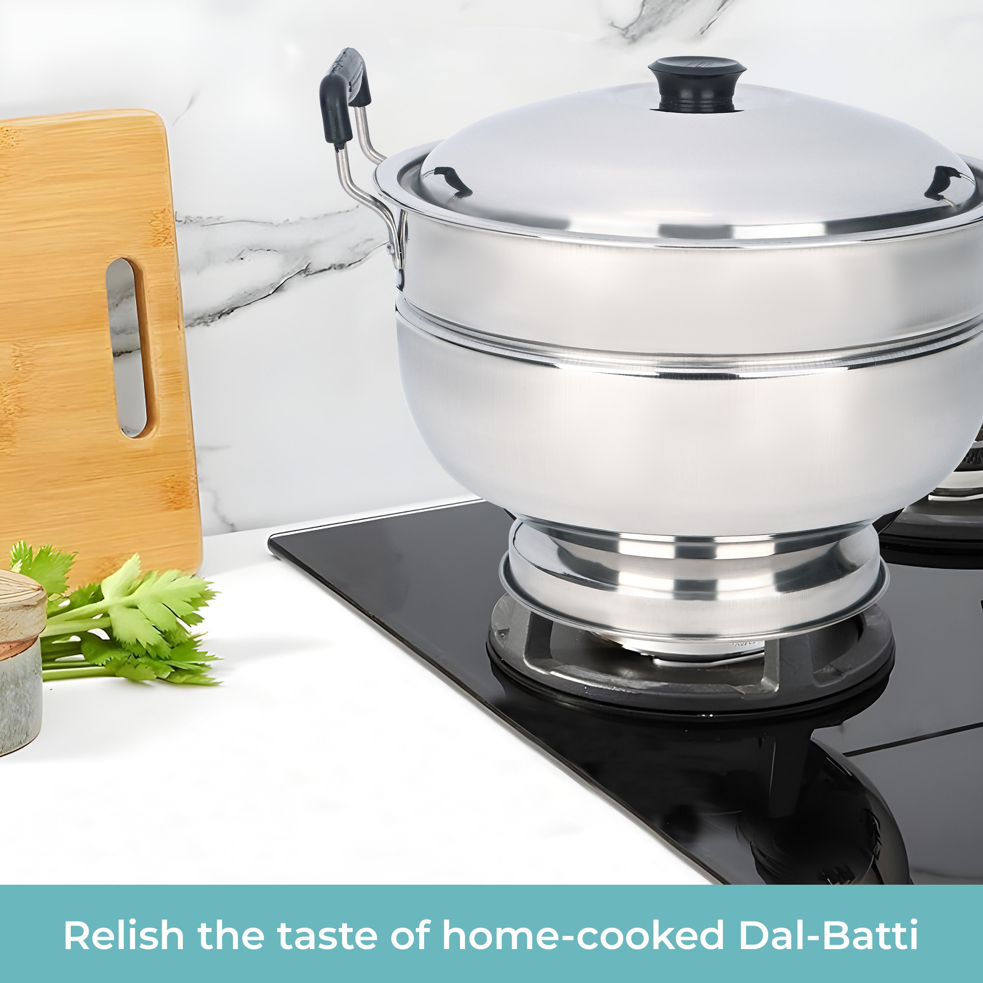 Kuber Industries Stainless Steel Bati Cooker  Gas Tandoor for Home Kitchen  Pizza Maker  Chicken  Paneer Tikka Barbeque Griller  Non-Induction Oven  Litti Maker on Gas  Silver