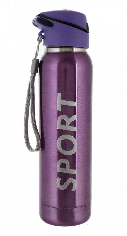 Kuber Industries Stainless Steel BPA Free Drinking Bottle, Hot &amp; Cold Bottle, Ideal for Sports, Bike, Running, Hiking With Sipper &amp; Push Button on Lid, 500ml (Pruple)-HS_38_KUBMART21735