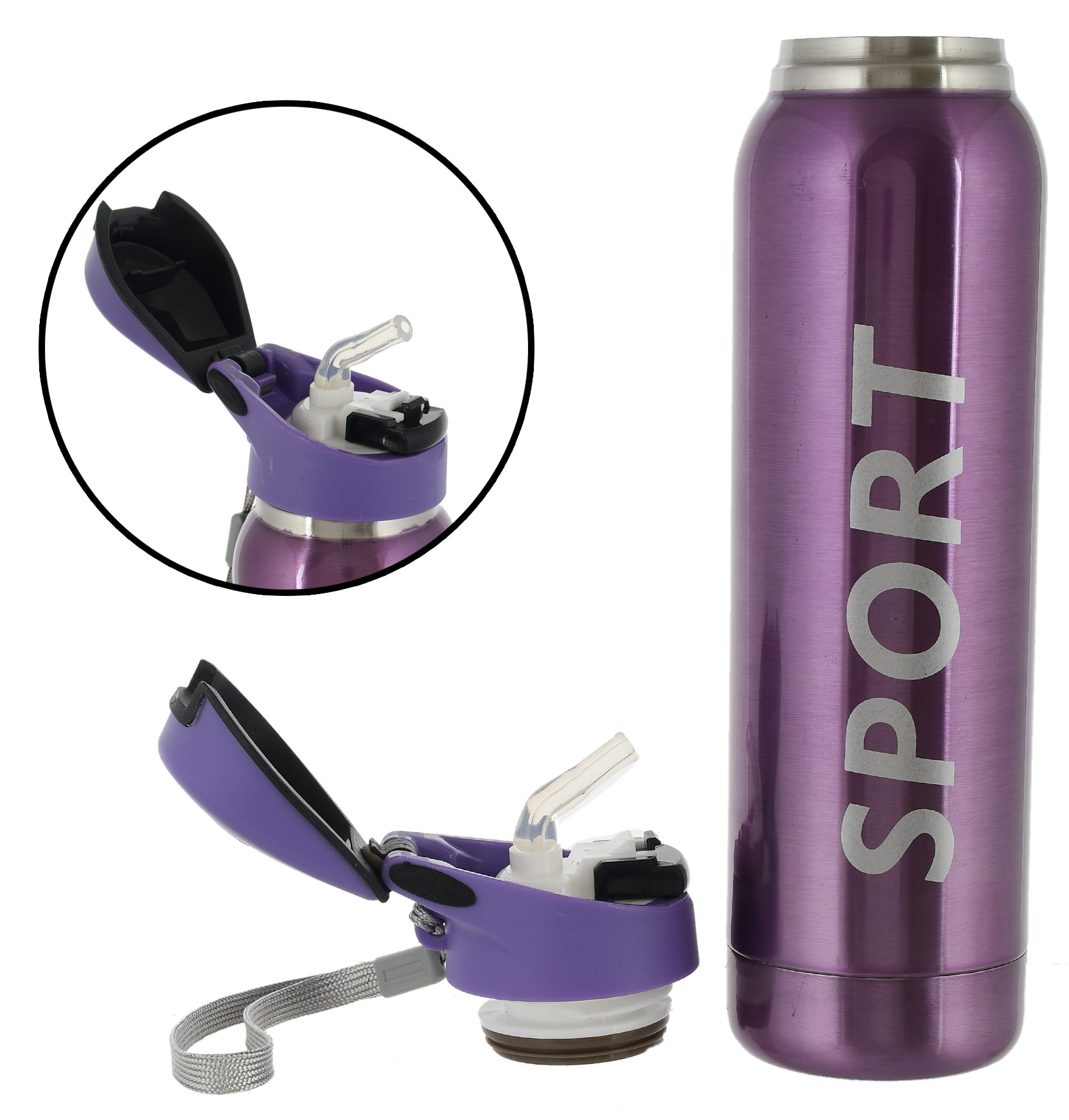 Kuber Industries Stainless Steel BPA Free Drinking Bottle, Hot & Cold Bottle, Ideal for Sports, Bike, Running, Hiking With Sipper & Push Button on Lid, 500ml (Pruple)-HS_38_KUBMART21735