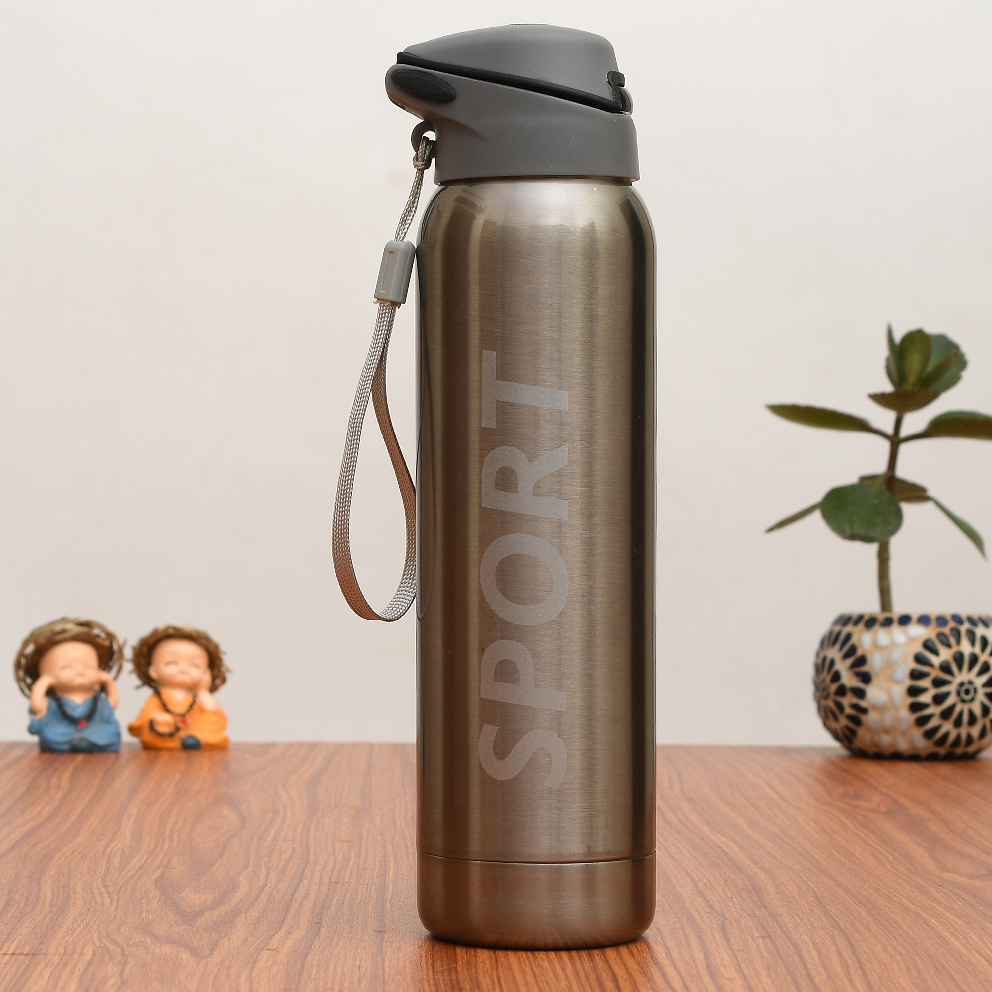 Kuber Industries Stainless Steel BPA Free Drinking Bottle, Leakproof Gym Bottle, Ideal for Sports, Bike, Running, Hiking With Sipper, 500ml (Silver)