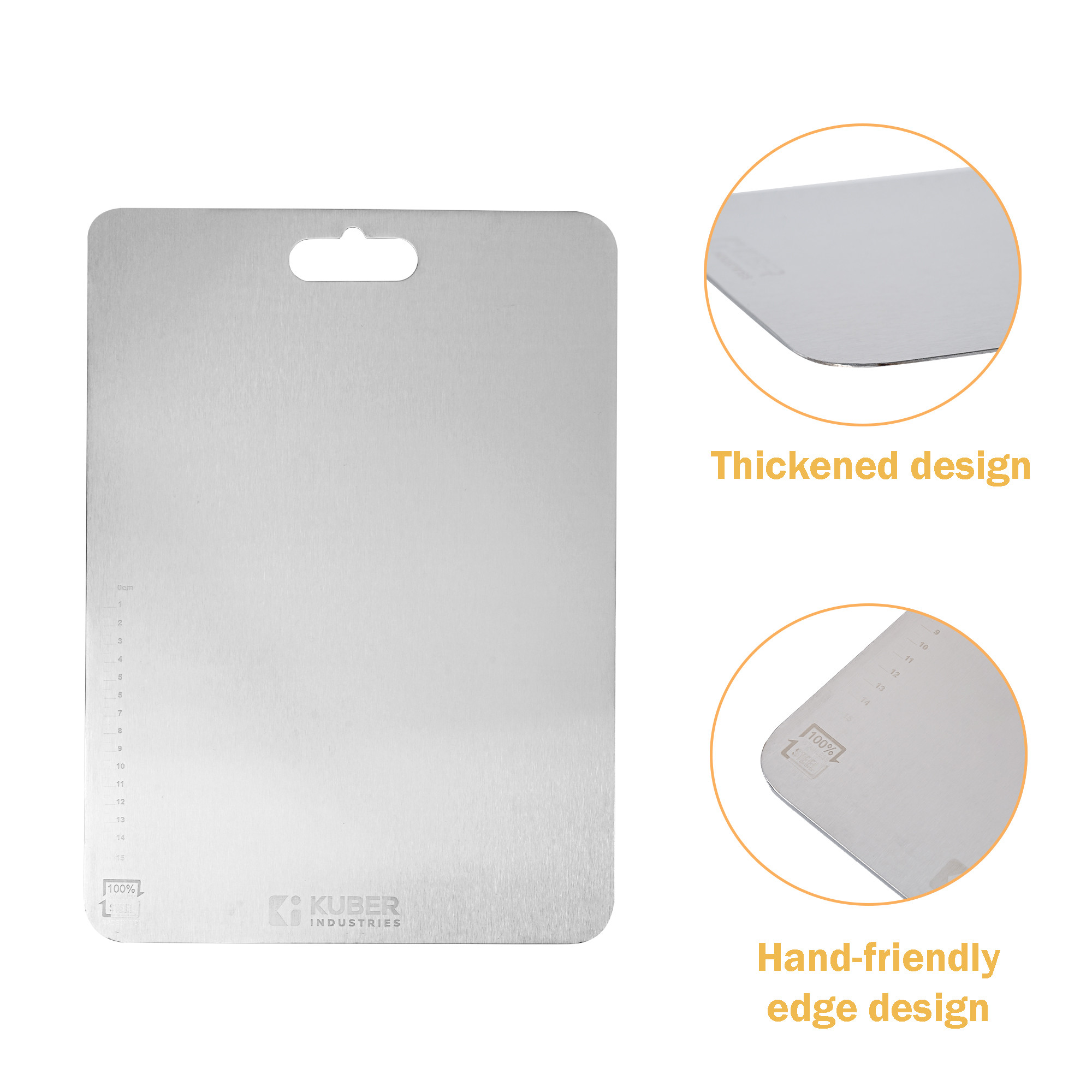 Kuber Industries Stainless Steel Cutting Board for Kitchen  Home  Chopper Board for Vegetable Fruit  Breads Cutter  DP-102H  Silver