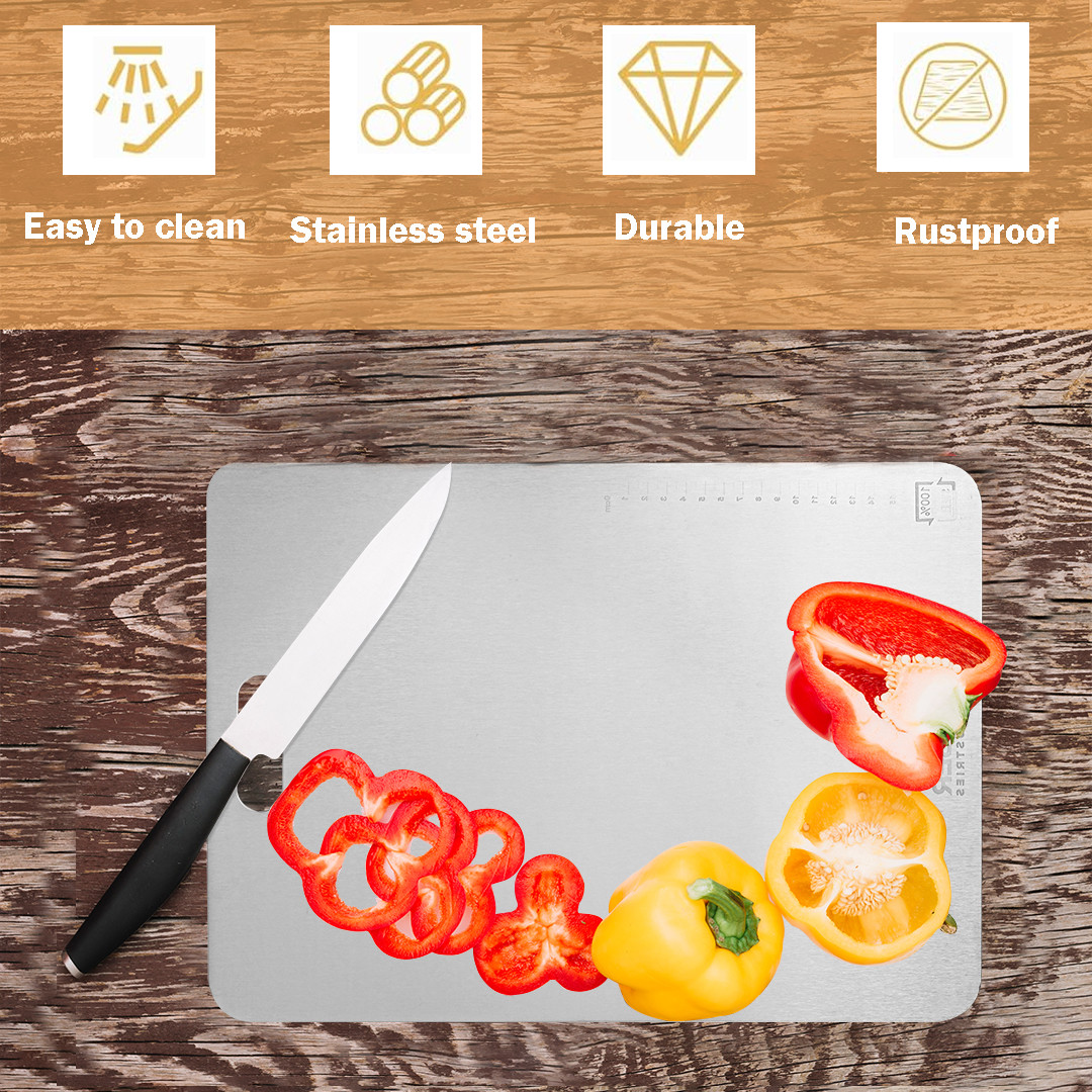 Kuber Industries Stainless Steel Cutting Board for Kitchen  Home  Chopper Board for Vegetable Fruit  Breads Cutter  DP-102H  Silver