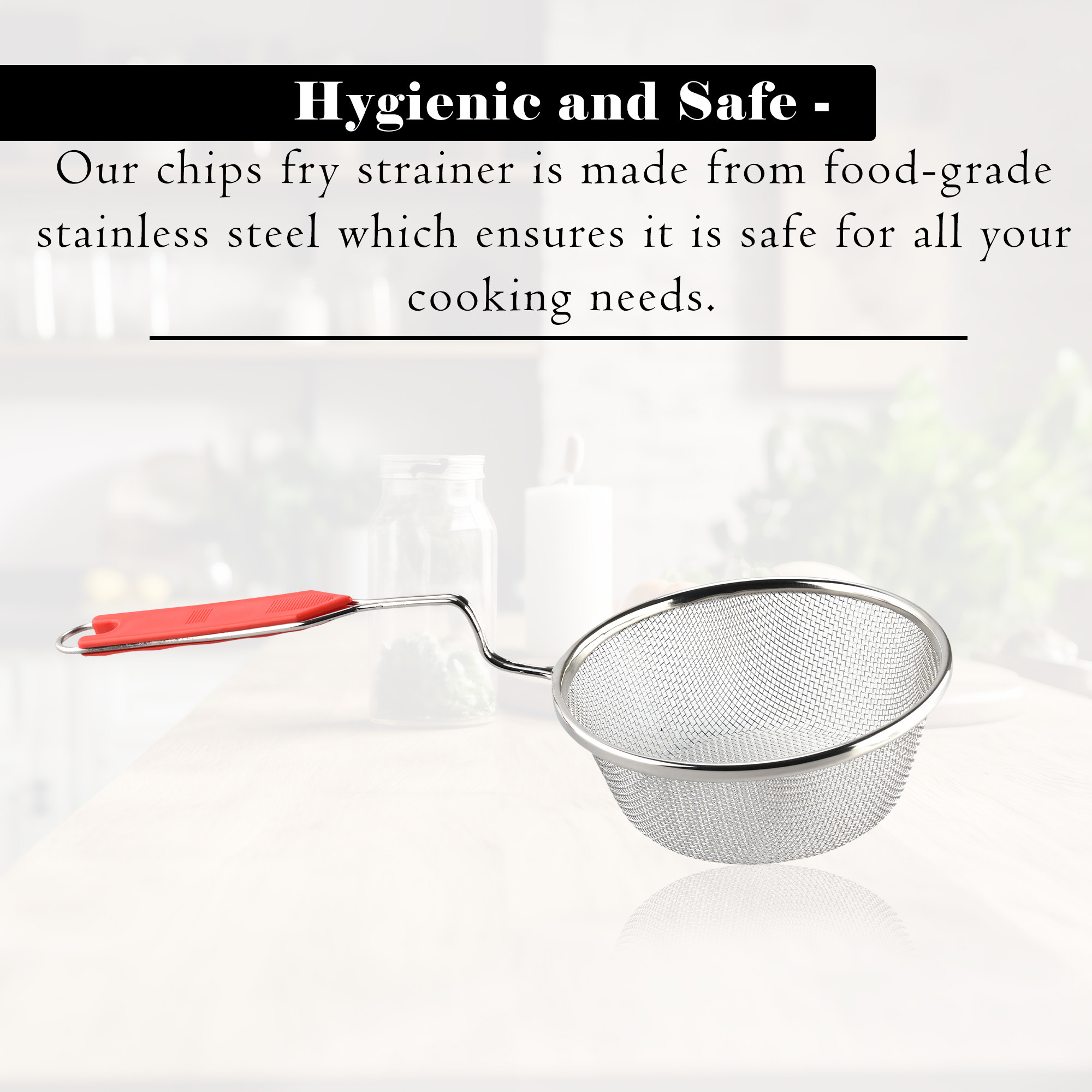 Kuber Industries Stainless Steel Deep Fry Strainer for Kitchen - 6 no Oil Cooking JharaFilterChanni for Chips  Pasta - Silver  Red