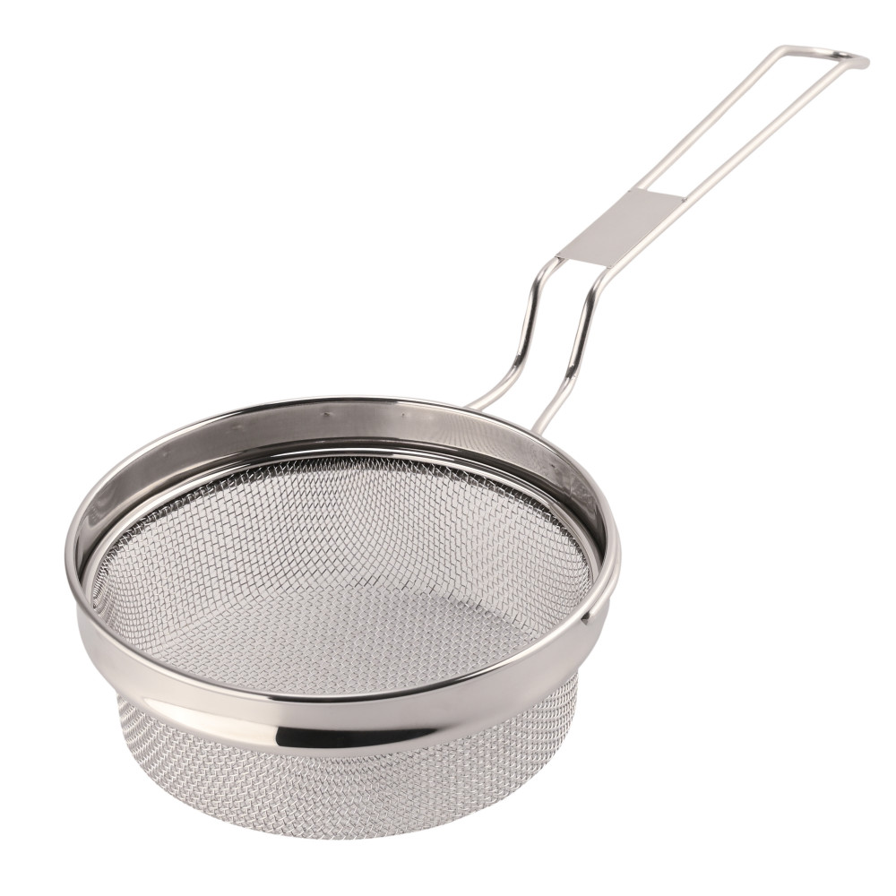 Image of Kuber Industries Stainless Steel Deep Fry Strainer for Kitchen - Chips &amp; Pasta Cooking Jhara/Filter/Channi with Handle - Silver