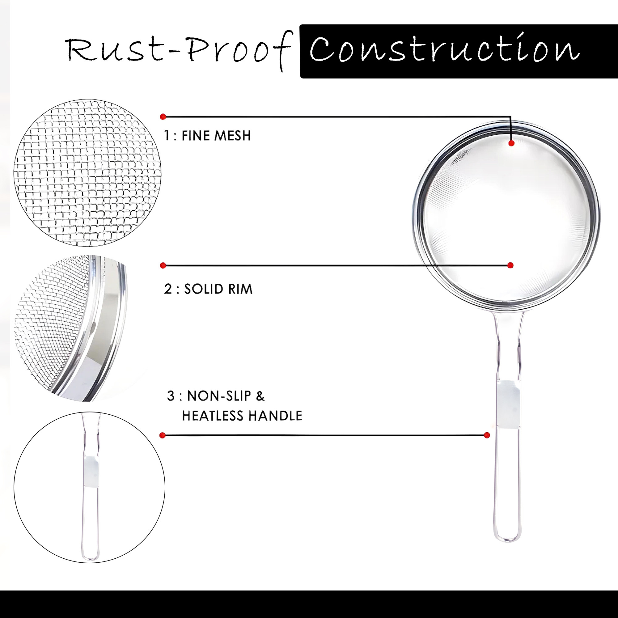 Kuber Industries Stainless Steel Deep Fry Strainer for Kitchen - Chips  Pasta Cooking JharaFilterChanni with Handle - Silver