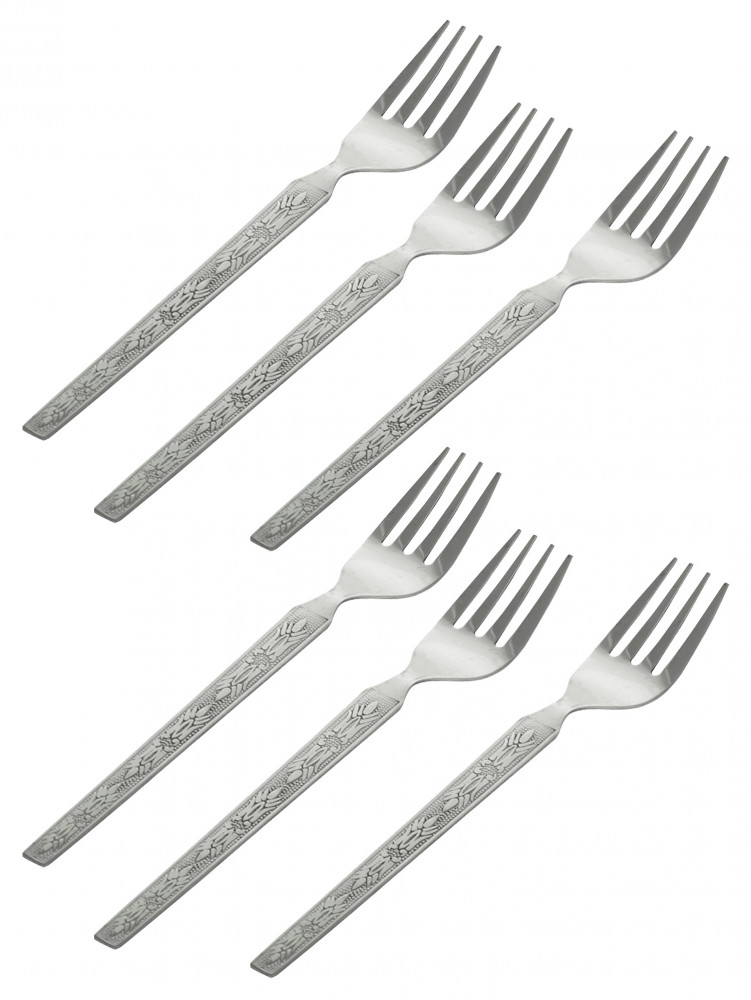 Kuber Industries Stainless Steel Dinner Forks, Extra-Fine Dessert Spoons for Home, Kitchen or Restaurant (Silver)