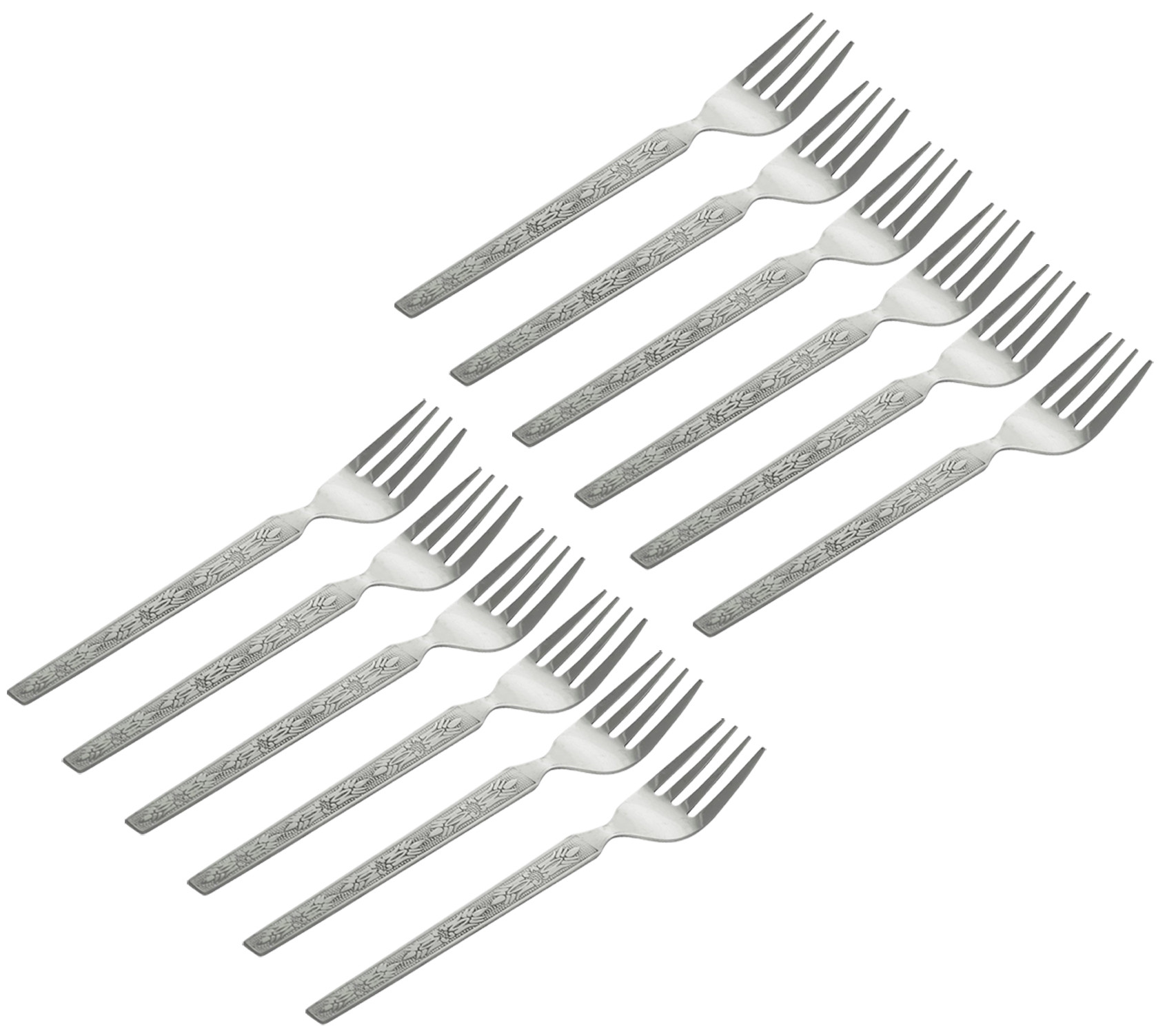 Kuber Industries Stainless Steel Dinner Forks, Extra-Fine Dessert Spoons for Home, Kitchen or Restaurant (Silver)