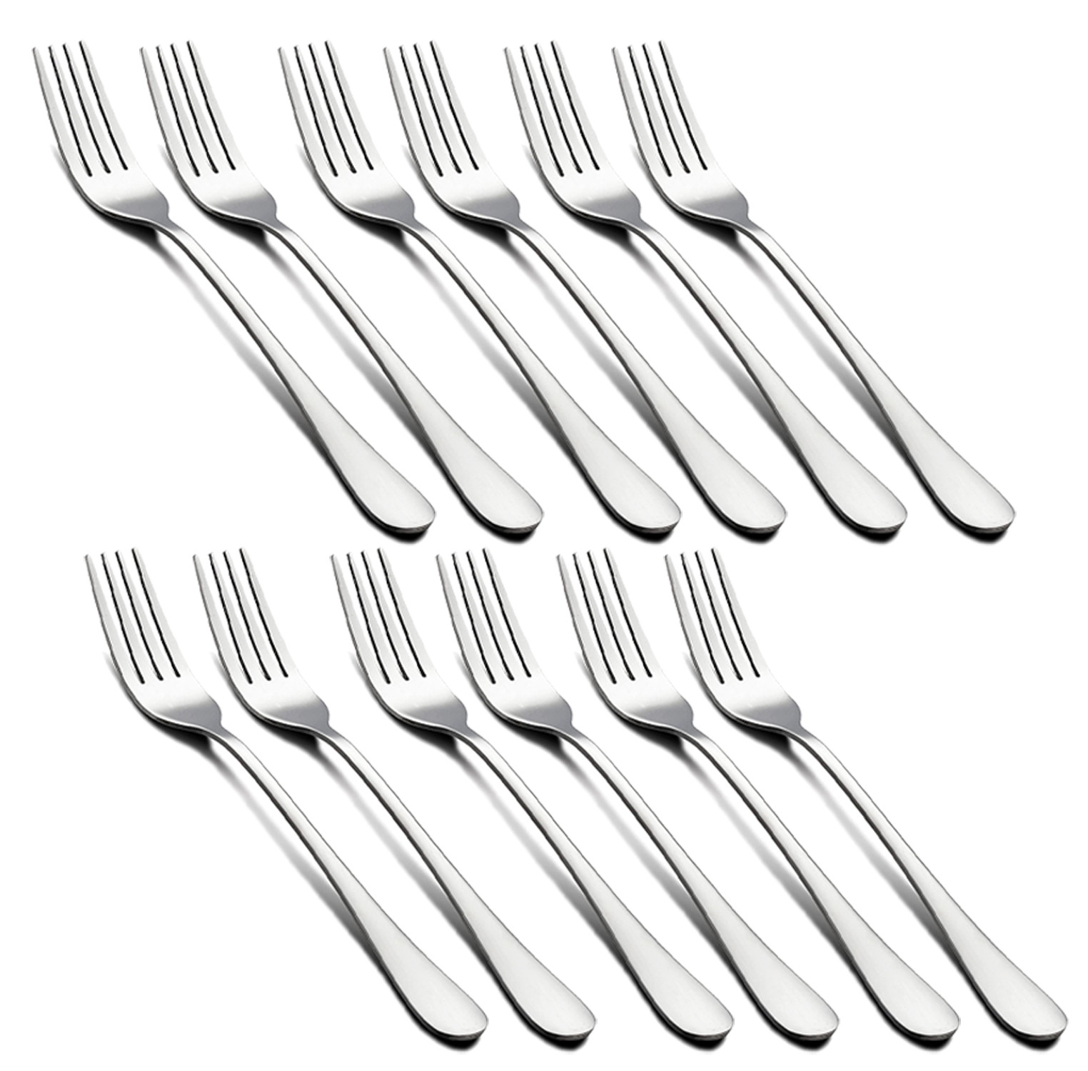 Kuber Industries Stainless Steel Dinner Forks Silverware Set, Extra-Fine Mercury Dessret Fork for Home, Kitchen or Restaurant (Silver)-KUBMART15677