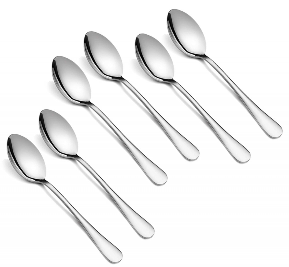 Kuber Industries Stainless Steel Dinner Spoons, Extra-Fine Mercury Dessert Spoon for Home, Kitchen or Restaurant (Silver)-KUBMART15669