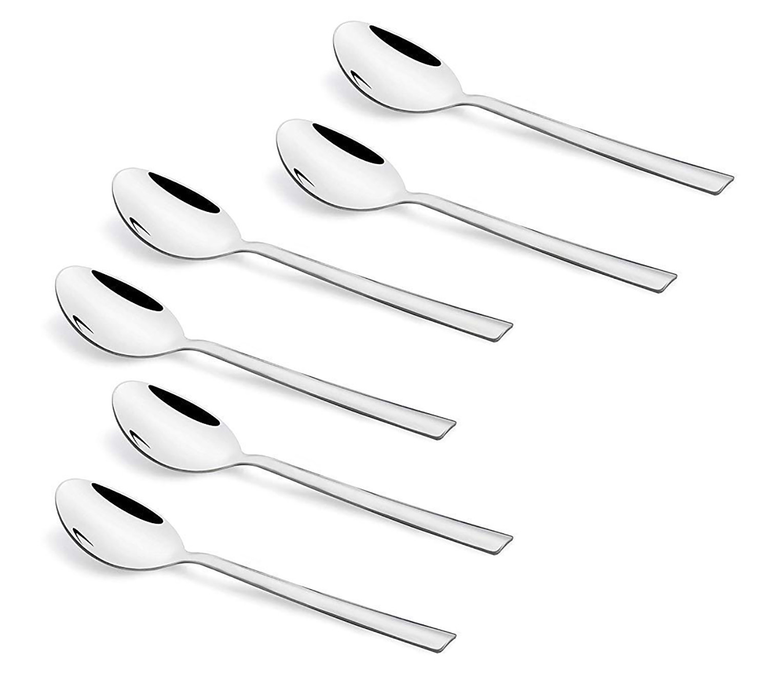 Kuber Industries Stainless Steel Dinner Spoons Set With Plastic Handle For Home, Kitchen, or Restaurant (Silver)-HS43KUBMART26195