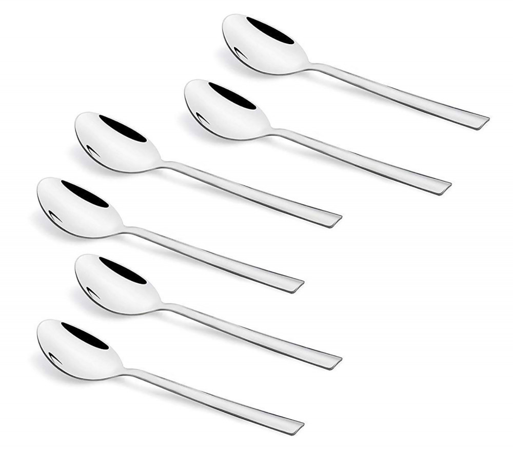 Kuber Industries Stainless Steel Dinner Spoons Set With Plastic Handle For Home, Kitchen, or Restaurant (Silver)-HS43KUBMART26195