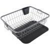 Stainless Steel Dish Drying Rack For Kitchen With Water Strainer Tray | Vessel Drainer Basket &amp; Bartan Stand/Tokra With Handles | Grey
