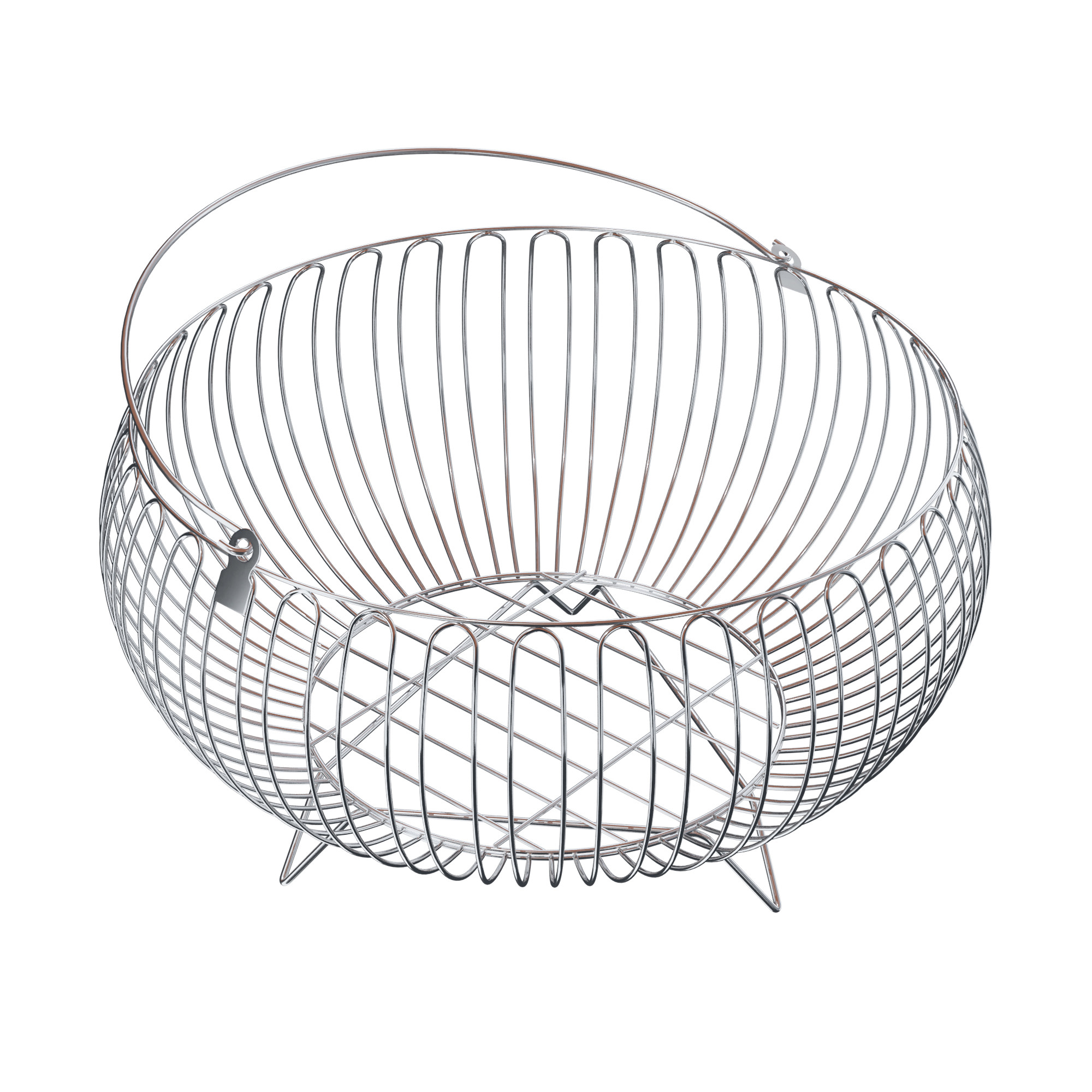 Kuber Industries Stainless Steel Fruits  Vegetable Stand for Dining Table with Handle  Garlic  Onion Tokri Basket for Kitchen  Countertop Aloo Pyaz Storage Basket Bowl  Silver