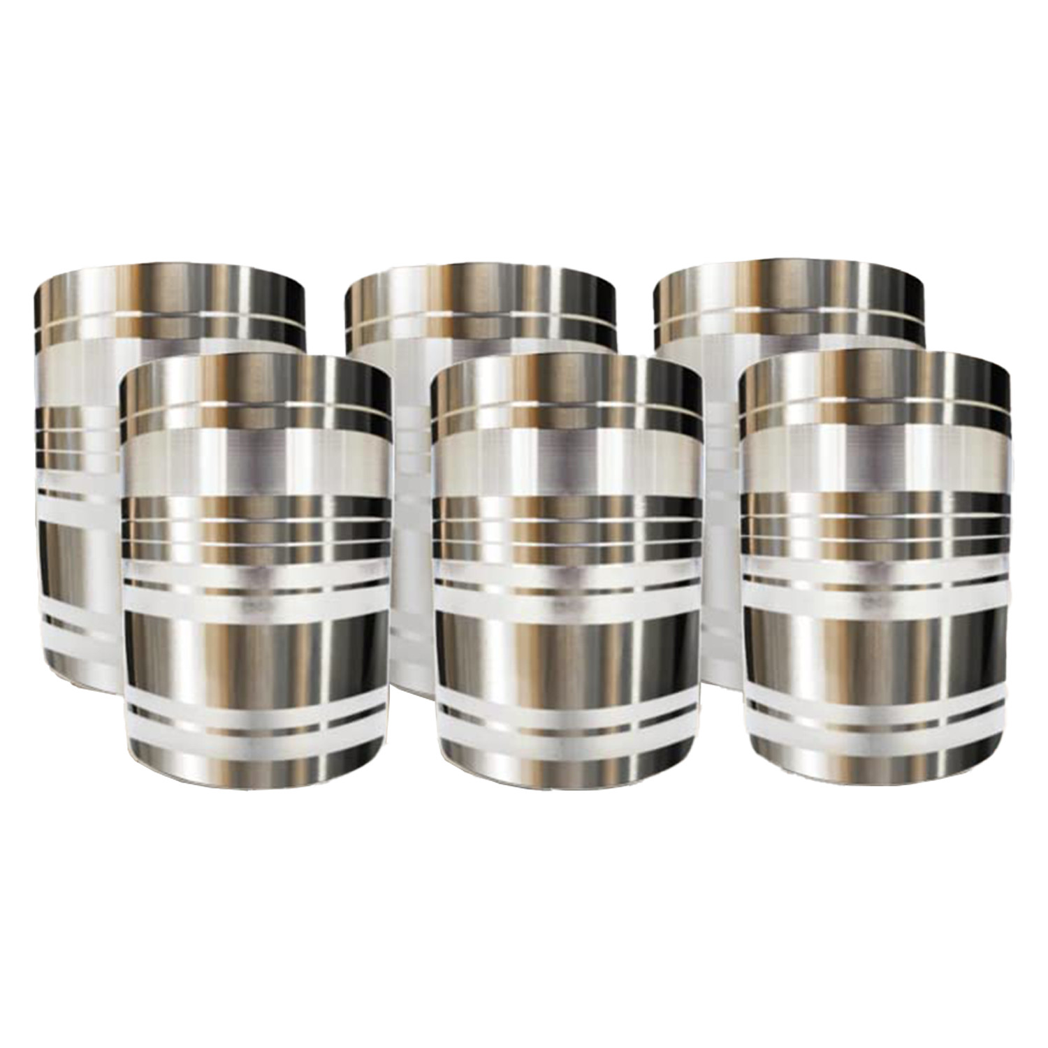 Kuber Industries Stainless Steel Glass Set | Wobble Free Base, Durable | Multipurpose, Elegant Design & Mirror Finish | Easy to Clean & Store | Steel Glass Set 6